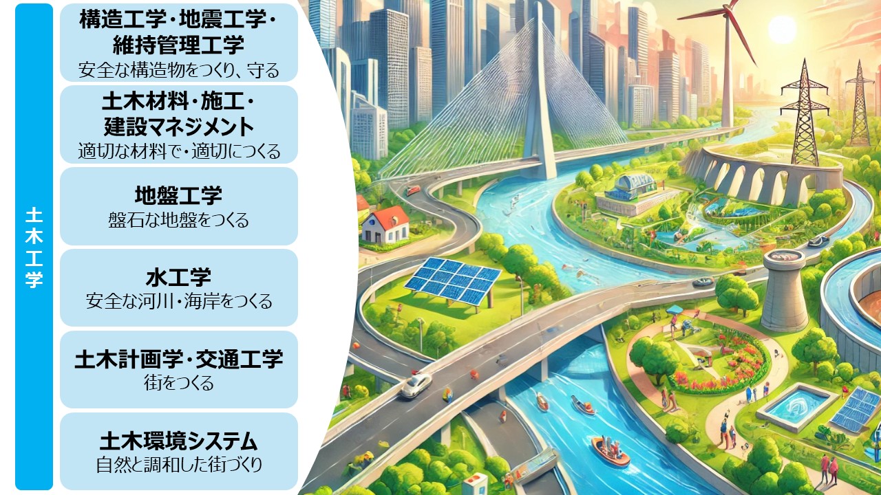 土木工学の分野とイラスト