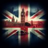 イギリスの国旗と風景