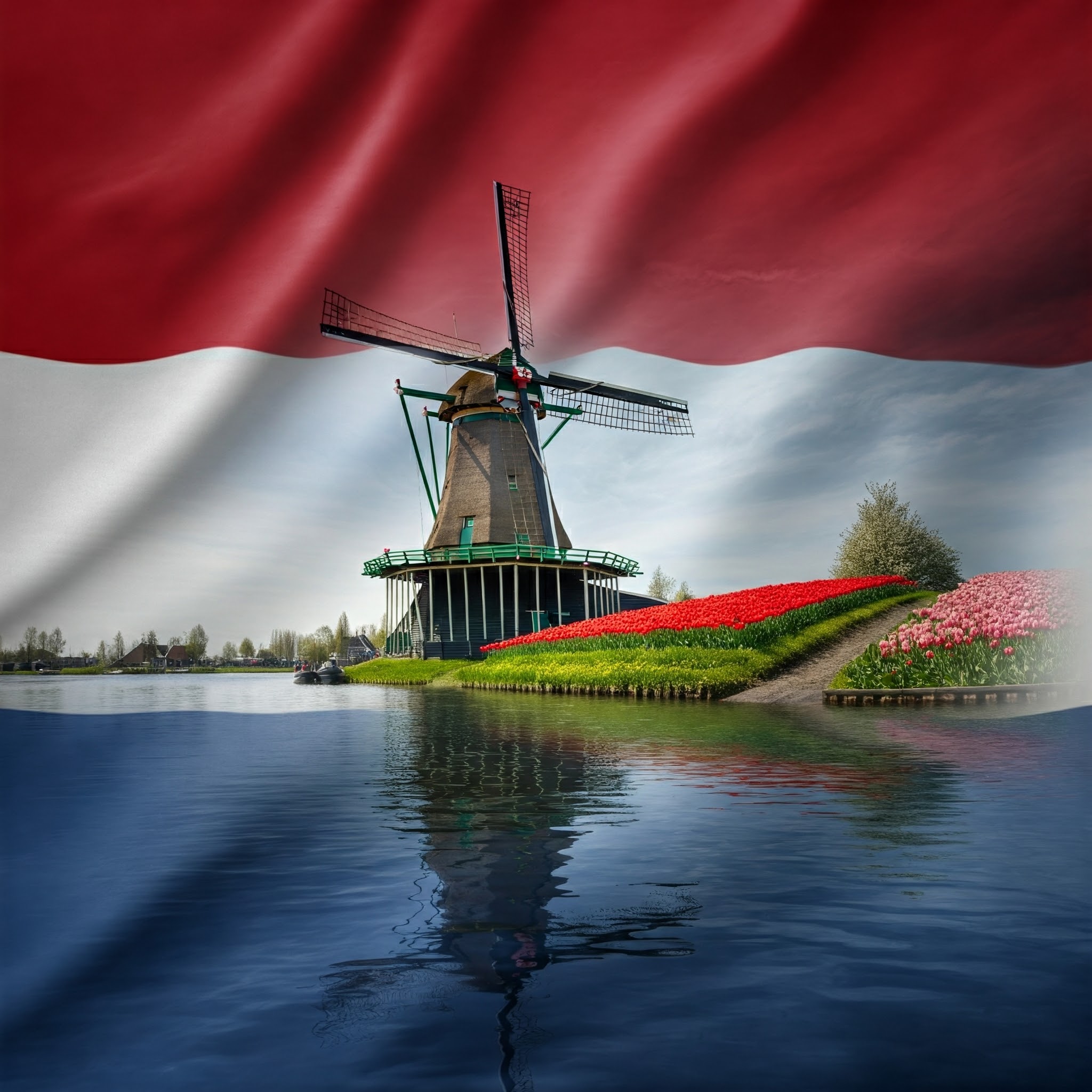 オランダの国旗と風景