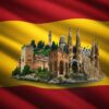 スペインの国旗と風景