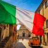 イタリアの国旗と風景