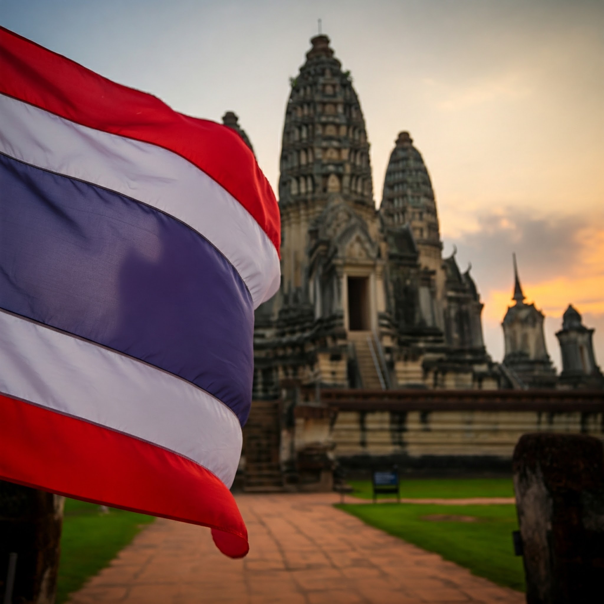 タイの国旗と風景