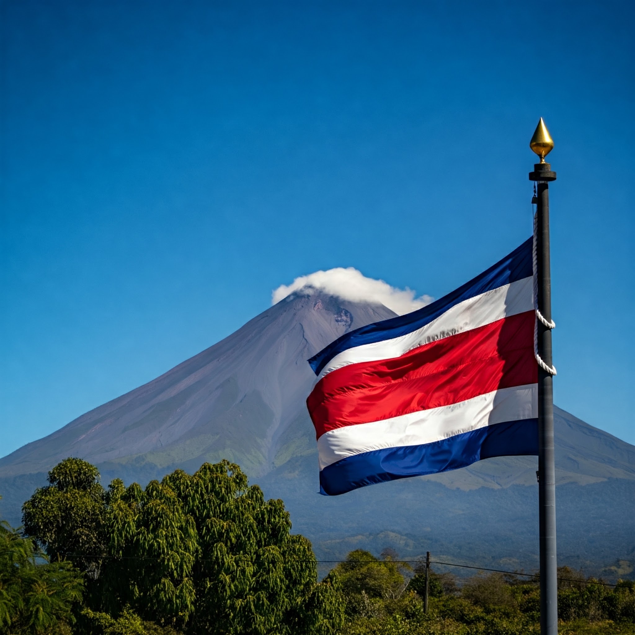 コスタリカの国旗と風景